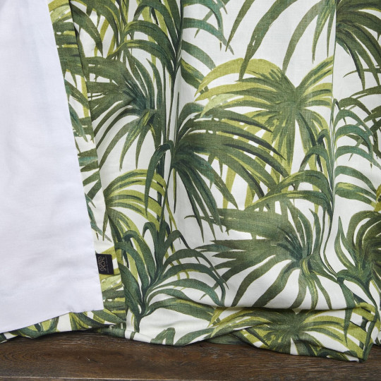 House of Hackney Tissu Palmeral - Cotton Linen - Off White and Green