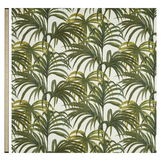 House of Hackney Fabric Palmeral - Cotton Linen - Off White and Green