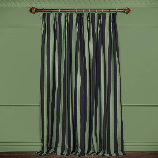 House of Hackney Stoff Camelot Stripe - Jacquard - Verdigris and Noir