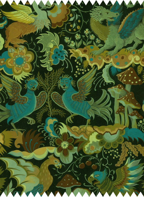 House of Hackney Fabric Phantasia - Velvet - Emerald Green