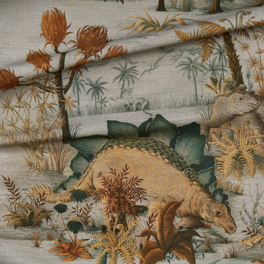 House of Hackney Tessuto Dinosauria - Cotton Linen - Dusk