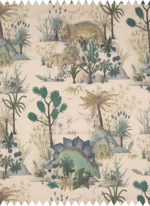 House of Hackney Fabric Dinosauria - Cotton Linen - Ecru