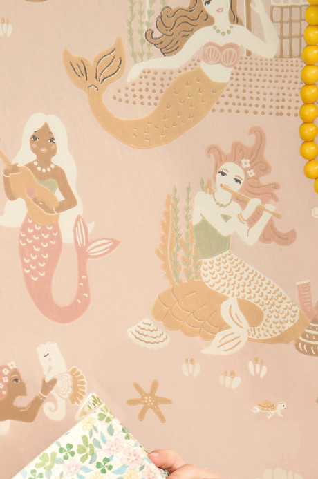 Majvillan Carta da parati Mermaid Reef - Sweet Pink