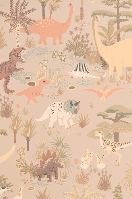 Majvillan Carta da parati Dinosaur Vibes - Sandy Beige