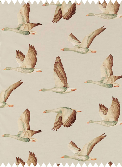 Sanderson Stoff Elysian Geese - Briarwood/ Linen